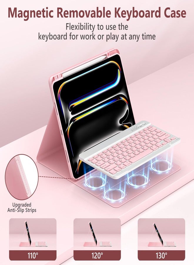 FUWANG Keyboard Case for iPad Pro 13 inch (M5/M4) 2025/2024, Magnetic Detachable Colorful Keys for iPad Pro 13 inch Case with Keyboard, Folio Case for iPad pro 13'' M5/M4 with Pencil Holder - Pink - Image 4
