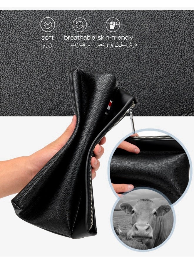 SHABILI Men's Business Casual Clutch Bag, Large-capacity Handbag Wallet Card Holder Coin Purse Passport Bag Phone Bag, Portable Gentleman Style Tote Bag Briefcase President Bag Gents Bag  - Image 3