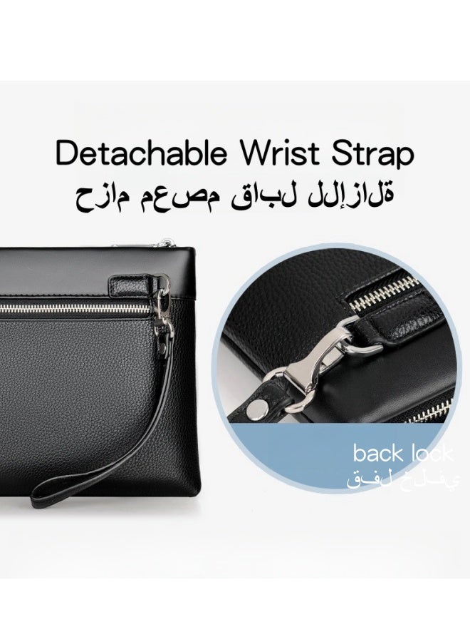 SHABILI Men's Business Casual Clutch Bag, Large-capacity Handbag Wallet Card Holder Coin Purse Passport Bag Phone Bag, Portable Gentleman Style Tote Bag Briefcase President Bag Gents Bag  - Image 5
