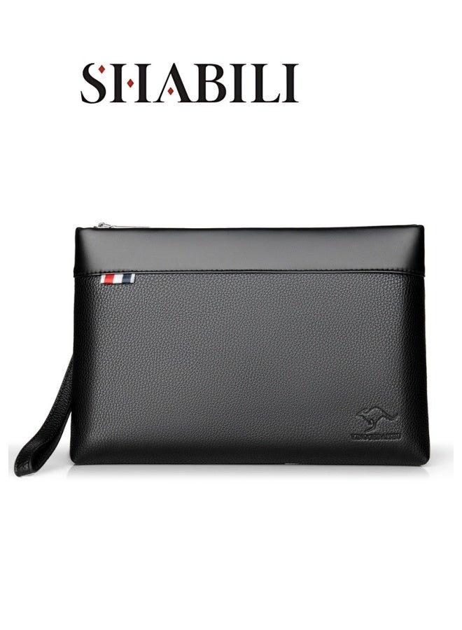 SHABILI Men's Business Casual Clutch Bag, Large-capacity Handbag Wallet Card Holder Coin Purse Passport Bag Phone Bag, Portable Gentleman Style Tote Bag Briefcase President Bag Gents Bag  - Image 1