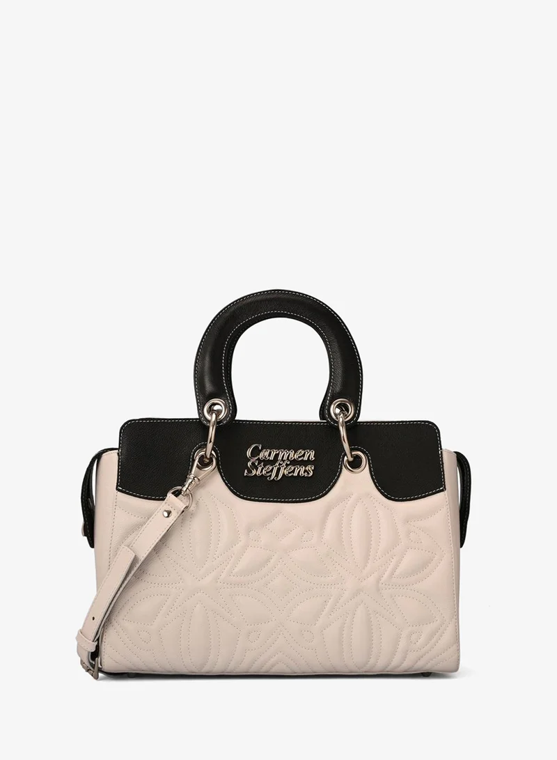 Carmen Steffens White Leather Bag Bianco with Quilting