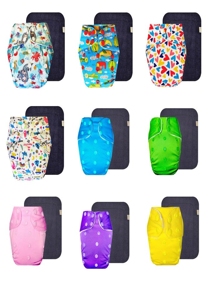 حفاضات قماشية فاخرة من دمبلدو مع حشوة رمادية (عبوة من 9 قطع) | ملائمة تمامًا | قابلة لإعادة الاستخدام والغسل | سهلة التنظيف | مثالية للأطفال الصغار | من 3 أشهر إلى 3 سنوات | للجنسين - Image 1