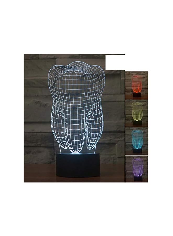 The Bros مصباح طاولة بتقنية 3D على شكل سن مع إضاءة LED 7 ألوان متغيرة، ضوء ليلي لتزيين غرفة النوم، طبيب أسنان، هدية زفاف، عيد ميلاد، عيد الميلاد و عيد الحب، جو فني ورومانسي - Image 2