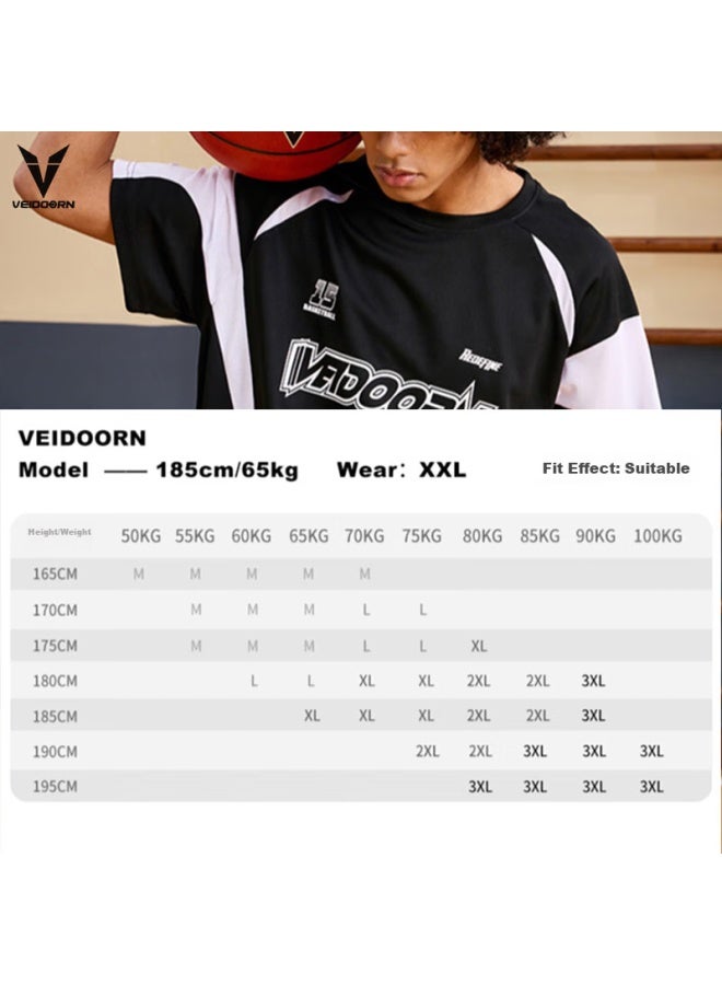 Basketball Short-Sleeve T-Shirt, Player-Style Instant Summer Tee, Men'S Round Neck Breathable Sports Top, Instant Black, Size L