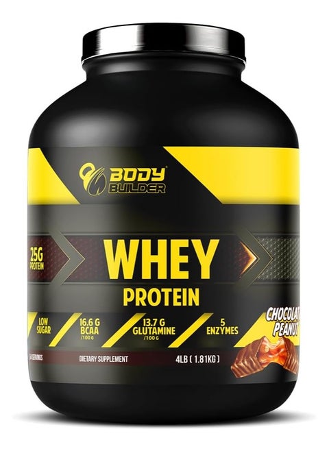 100% Whey Protein Support Muscle Growth and Repair, Fast Absorption,Chocolate Peanut 4 Lbs