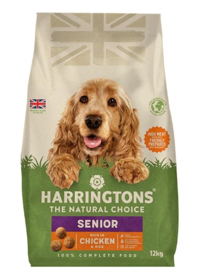 هارينجتونز طعام هارينغتونز الكامل للكلاب الكبيرة في السن بنكهة الدجاج والأرز، 12 كجم - Image 1