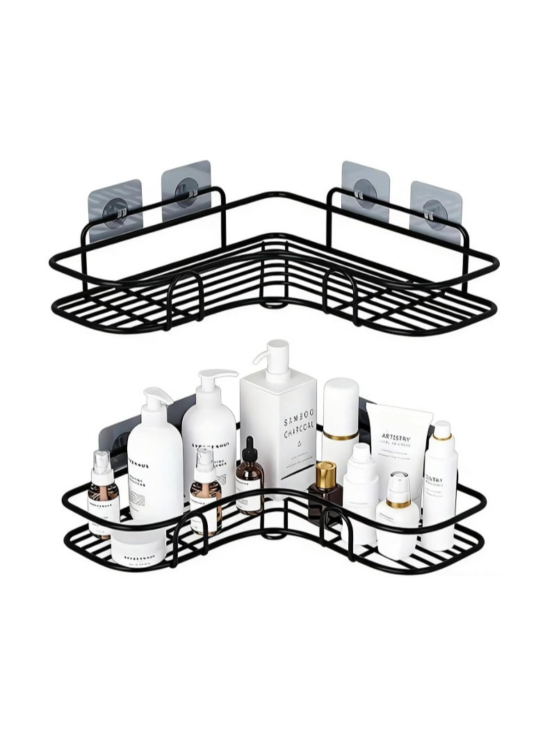 Corner Shower Caddy - 2 Pack, Adhesive Shower Organizers, Iron Art Rustproof Shower Shelves, No Drilling Bathroom Organizers and Storage Racks for Bathroom, Kitchen And Toilet - Image 1