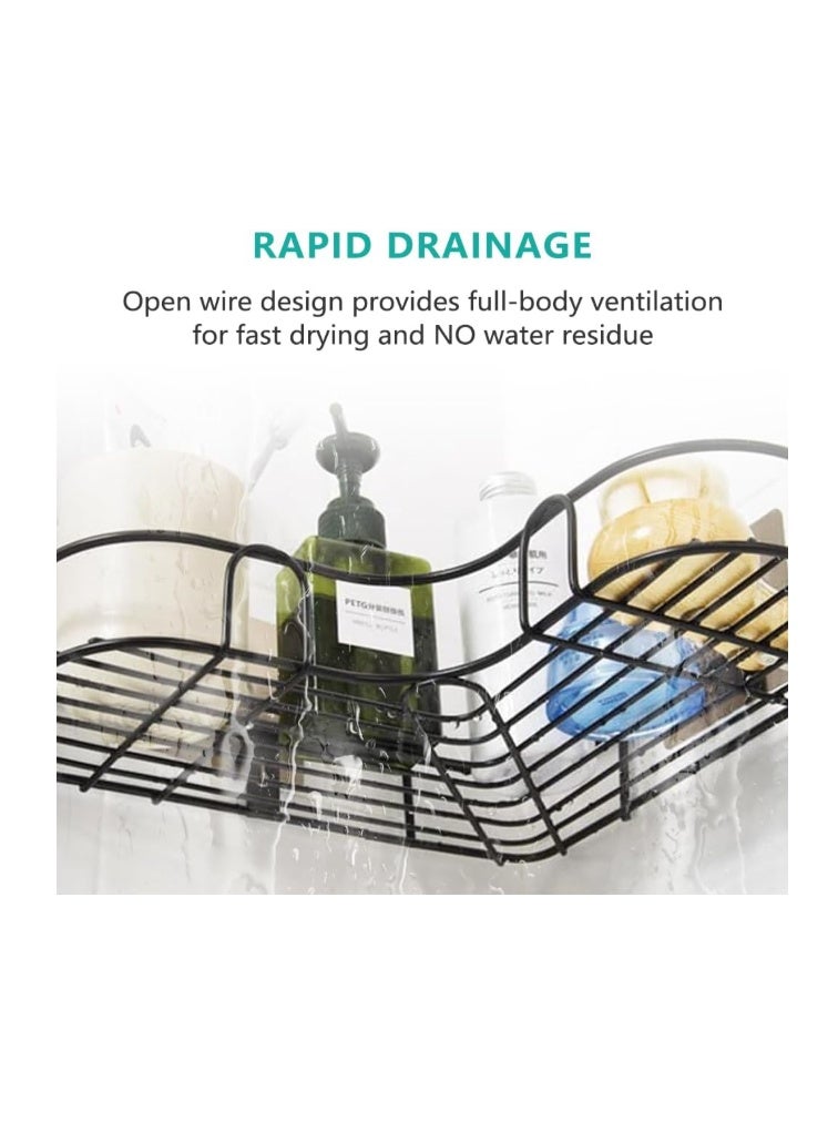 Corner Shower Caddy - 2 Pack, Adhesive Shower Organizers, Iron Art Rustproof Shower Shelves, No Drilling Bathroom Organizers and Storage Racks for Bathroom, Kitchen And Toilet - Image 5
