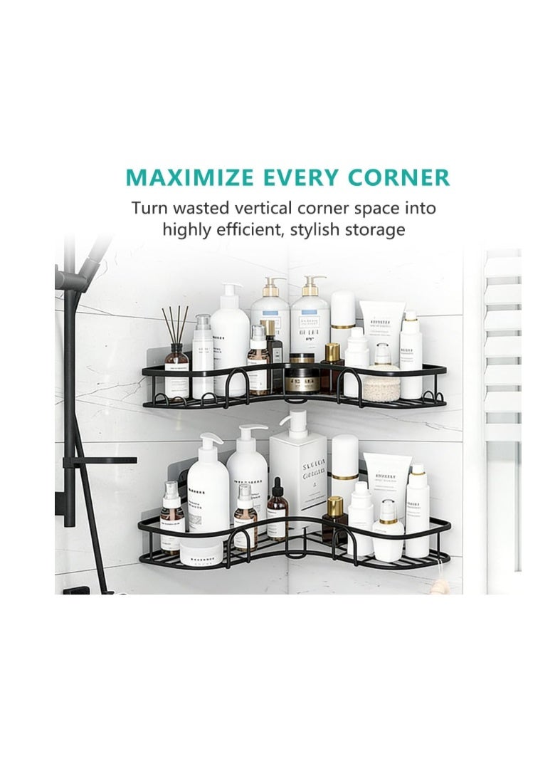 Corner Shower Caddy - 2 Pack, Adhesive Shower Organizers, Iron Art Rustproof Shower Shelves, No Drilling Bathroom Organizers and Storage Racks for Bathroom, Kitchen And Toilet - Image 3