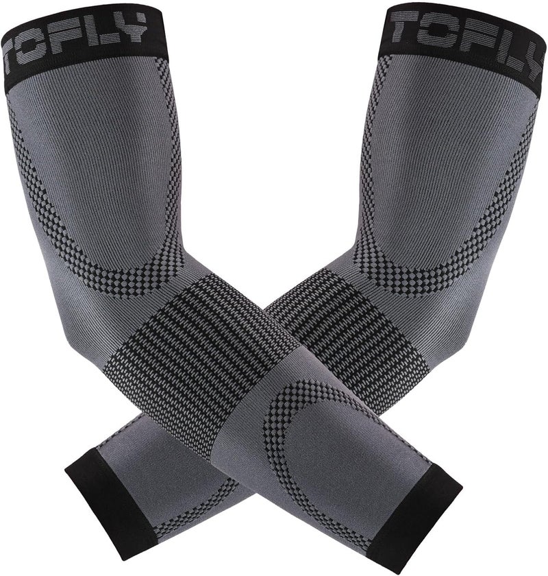 TOFLY Compression Arm Sleeves Elbow Braces for Men & Women (1 Pair), 20-30 mmHg Graduated Compression Arm Braces Support for Tennis Elbow, Tendonitis, Lymphedema, Arthritis, Edema, Workouts, Black XL - Image 1