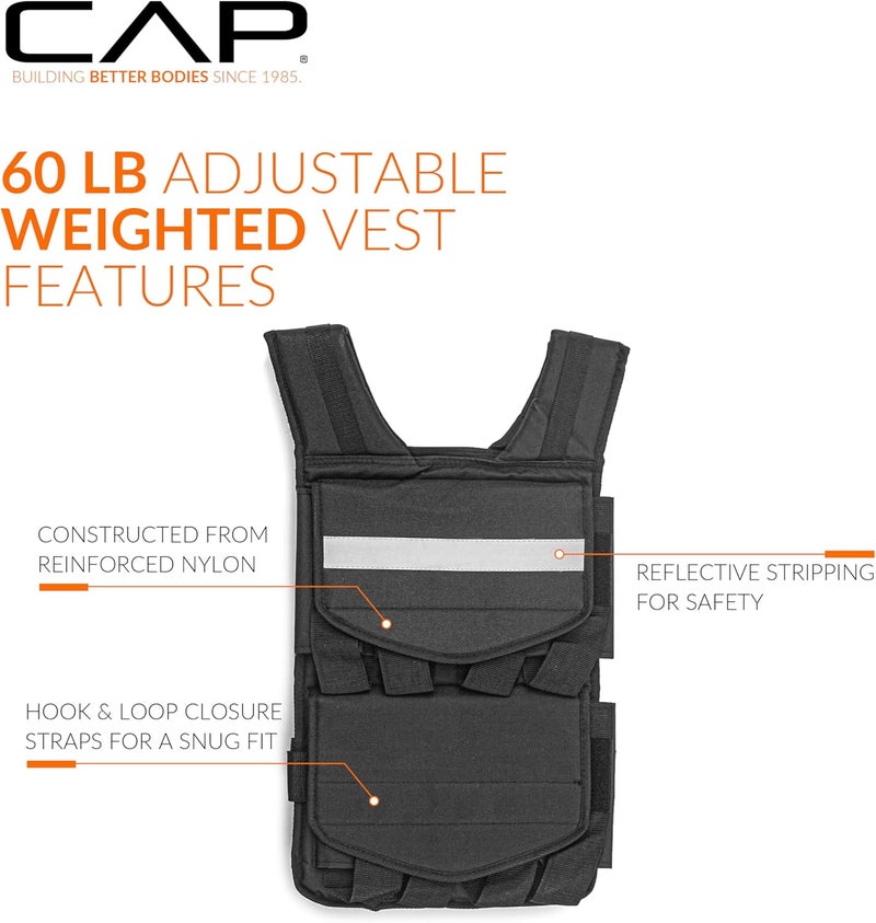 CAP Barbell Adjustable Weighted Vest | 20-150 lbs | Heavy-Duty Workout Vest with Removable Iron Weights for Strength Training, Cardio, Running, and Calisthenics - Image 4