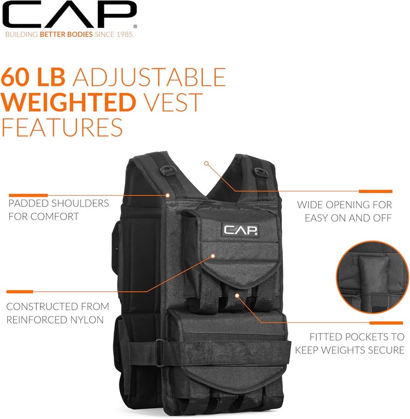 CAP Barbell Adjustable Weighted Vest | 20-150 lbs | Heavy-Duty Workout Vest with Removable Iron Weights for Strength Training, Cardio, Running, and Calisthenics - Image 3