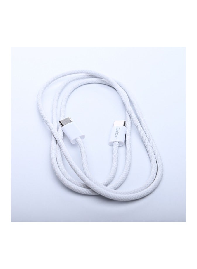 Earldom EC202C 60W Type-C to Type-C Braided Cable, White - Image 3