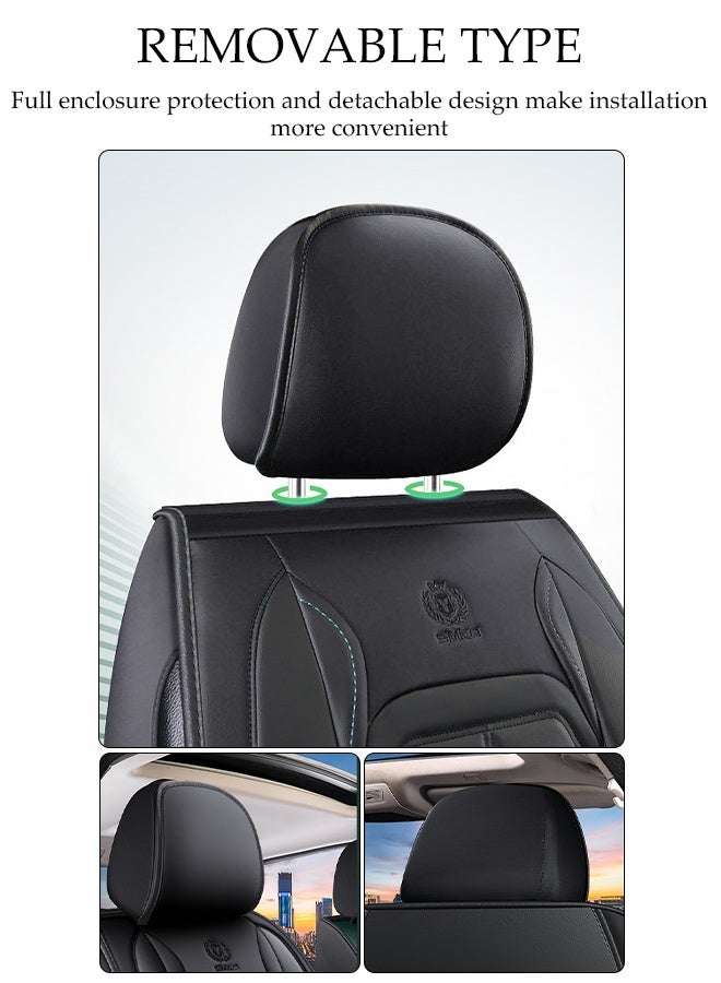 DUNISO Car Seat Cover, Universal Fully Wrapped Seat Cushion, Artificial Leather Car Backrest Seat Cover, Equipped With Headrest, Wear Resistant And Anti Slip, Suitable For All Seasons, Suitable For Most Car Seats - Image 3