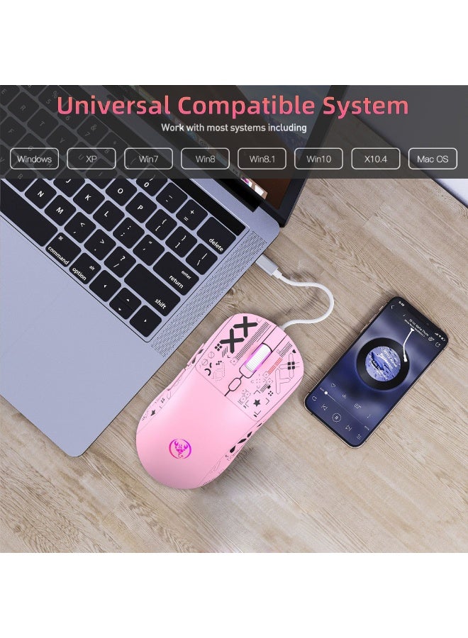 Wireless Gaming Mouse | Ultra Light 49g Ultra Light Esports Mouse | 26000 Dpi Optical Sensor | 2.4ghz Wireless, Bluetooth 5.2 And Wired | Magnetic Charging Dock | Rgb Light | Ergonomic Grip | Pc/Mac/Xbox Compatible (Pink) - Image 4