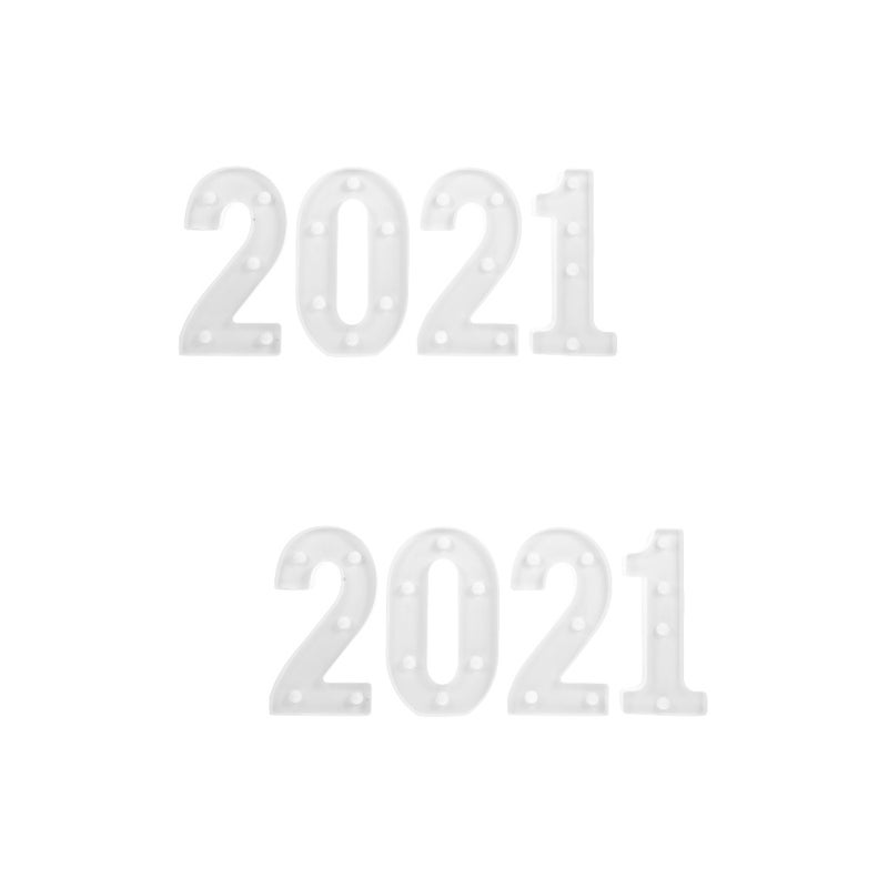 8 pcs Decorative 2021 Number Lamp Wedding Night Light Lamp Ornament (White) - Image 1