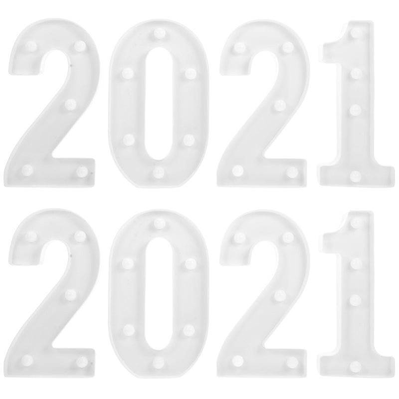 8 pcs Decorative 2021 Number Lamp Wedding Night Light Lamp Ornament (White) - Image 3