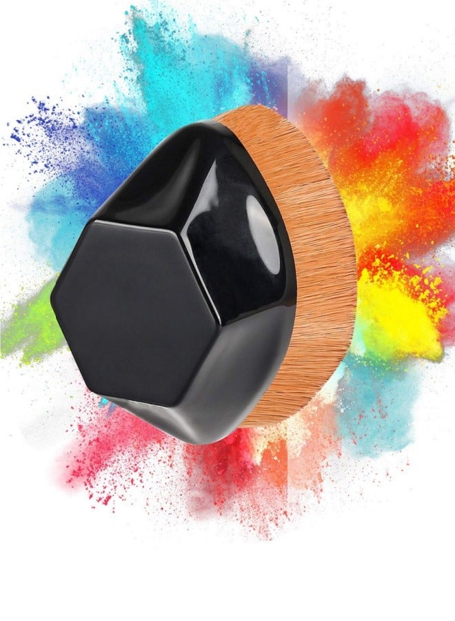فرشاة مكياج كابوكي متعددة الوظائف براس مسطح وقاعدة على شكل بتلة لمزج مستحضرات التجميل السائلة او الكريمية او البودرة الخالية من العيوب مع شنطة محمولة (اسود) - Image 1