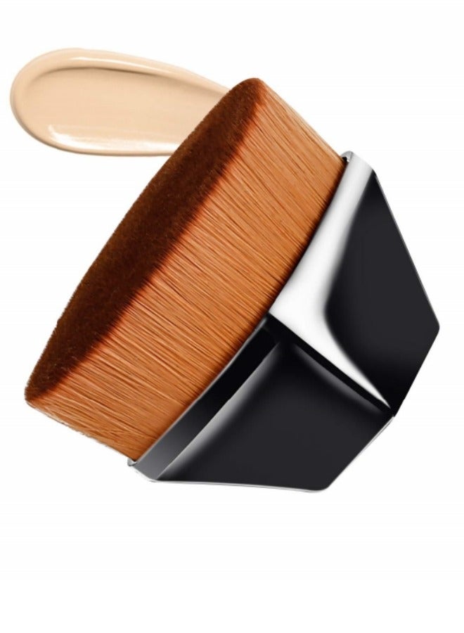 فرشاة مكياج كابوكي متعددة الوظائف براس مسطح وقاعدة على شكل بتلة لمزج مستحضرات التجميل السائلة او الكريمية او البودرة الخالية من العيوب مع شنطة محمولة (اسود) - Image 2