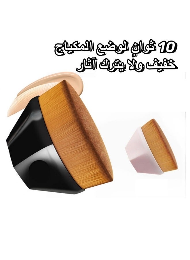 فرشاة مكياج كابوكي متعددة الوظائف براس مسطح وقاعدة على شكل بتلة لمزج مستحضرات التجميل السائلة او الكريمية او البودرة الخالية من العيوب مع شنطة محمولة (اسود) - Image 3