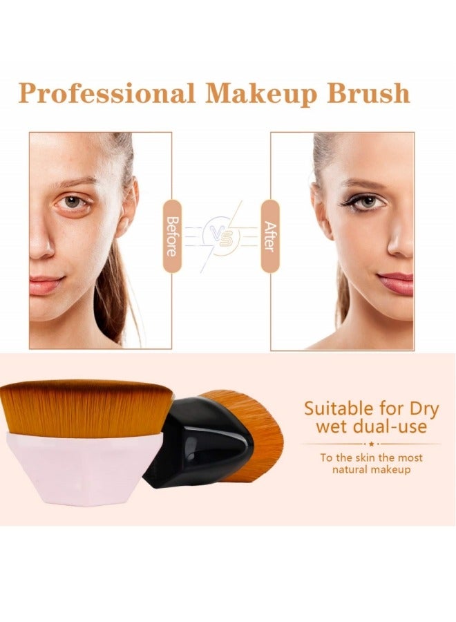 فرشاة مكياج كابوكي متعددة الوظائف براس مسطح وقاعدة على شكل بتلة لمزج مستحضرات التجميل السائلة او الكريمية او البودرة الخالية من العيوب مع شنطة محمولة (اسود) - Image 5