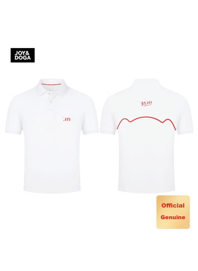 Joy&doga "35711" Dream Series Cultural T-shirt, Short-sleeve Polo Shirt With Collar, White, Xxl - Image 1