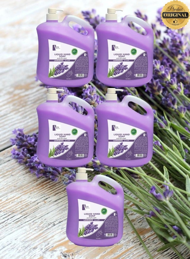 Spa System 5 Pieces Liquid Hand Soap Lavender 4.2 Litre - Image 1