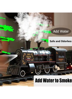 Generic Electric Train Set for Kids, Battery-Powered Train Toys Set with Lights, Smoke & Sound, Locomotive Engine, Cars & Tracks, Classic Toy Train Set Gifts for 3 4 5+ Years Old Kids (Smoky Black)  - Image 2
