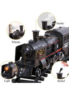 Generic Electric Train Set for Kids, Battery-Powered Train Toys Set with Lights, Smoke & Sound, Locomotive Engine, Cars & Tracks, Classic Toy Train Set Gifts for 3 4 5+ Years Old Kids (Smoky Black)  - Image 3