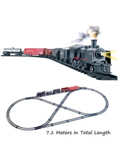 Generic Electric Train Set for Kids, Battery-Powered Train Toys Set with Lights, Smoke & Sound, Locomotive Engine, Cars & Tracks, Classic Toy Train Set Gifts for 3 4 5+ Years Old Kids (Smoky Black)  - Image 5