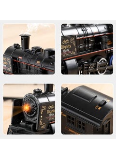Generic Electric Train Set for Kids, Battery-Powered Train Toys Set with Lights, Smoke & Sound, Locomotive Engine, Cars & Tracks, Classic Toy Train Set Gifts for 3 4 5+ Years Old Kids (Smoky Black)  - Image 4