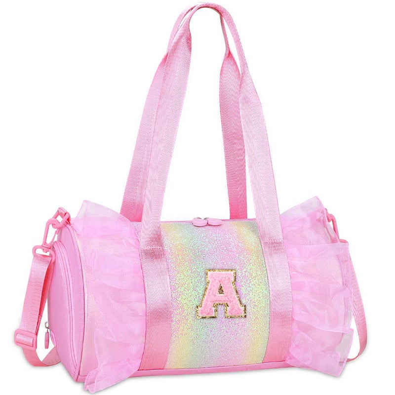 RHCPFOVR Personalized Monogram Dance Bag for Girls - 3-6 Years Kids Lightweight Water Resistant Oxford Backpack for Ballet Cheerleading Sleepovers Gymnastics Pink A - Image 1