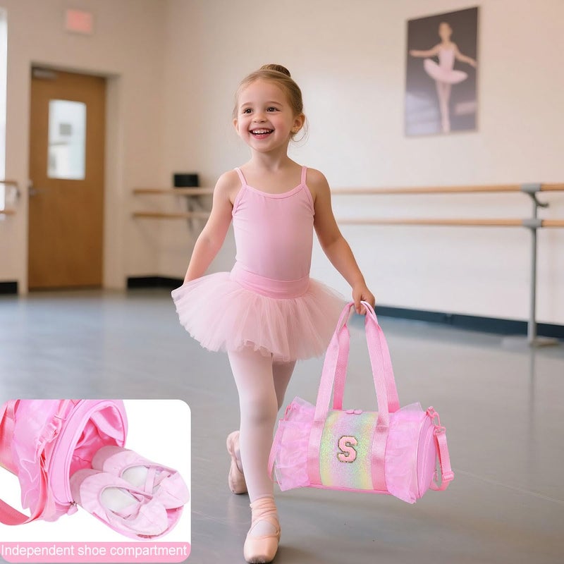 RHCPFOVR Personalized Monogram Dance Bag for Girls - 3-6 Years Kids Lightweight Water Resistant Oxford Backpack for Ballet Cheerleading Sleepovers Gymnastics Pink A - Image 3