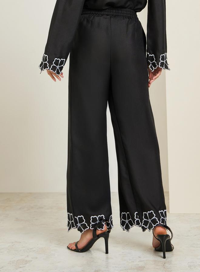 ستايلي بنطال مطرز بأرجل واسعة - Image 4