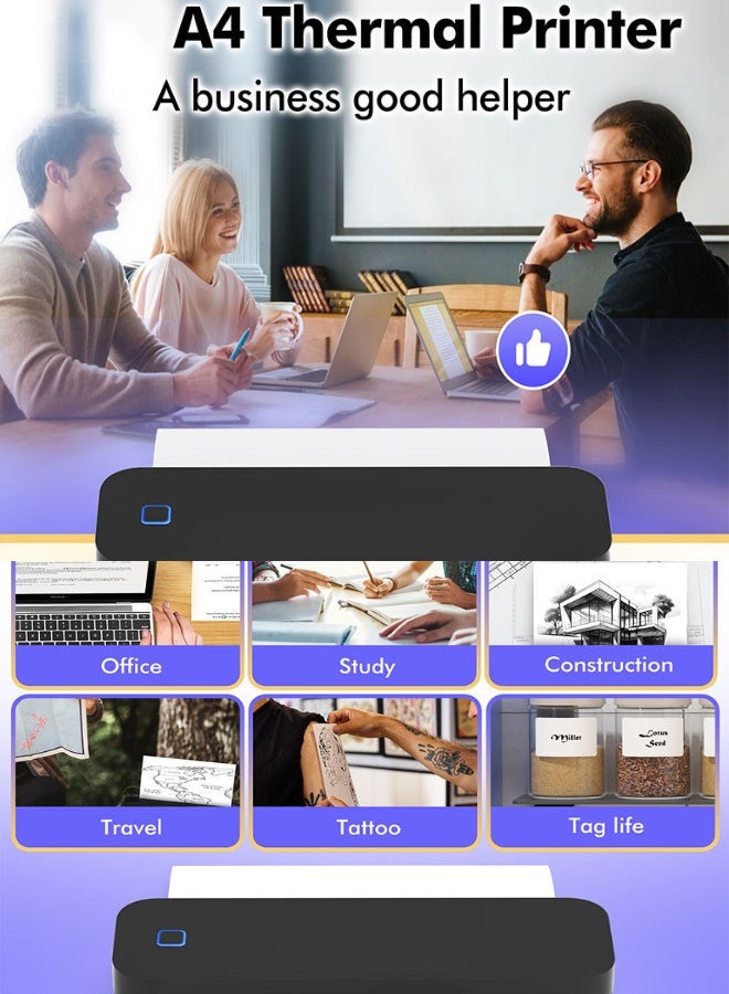 ماركليف طابعة حرارية لطباعة الملصقات بدقة عالية 203 نقطة في البوصة، طابعة صور، طابعة ملصقات، بلوتوث وUSB، للاستخدام المنزلي/المكتبي/المدرسي، أسود - Image 2