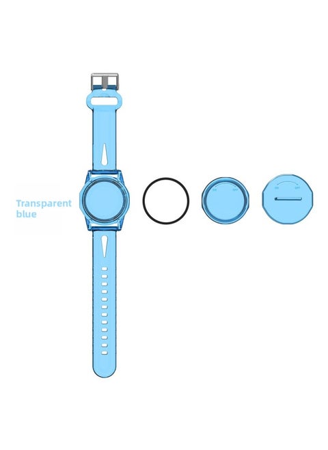 Suitable For Apple AirTag Anti-Lost Watch Strap Protective Case Children's Simple Cute PC + TPU-Color:Transparent Blue-Applicable Model:Q54T