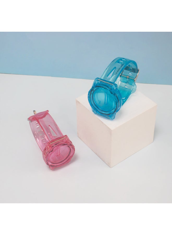 Suitable For Apple AirTag Anti-Lost Watch Strap Protective Case Children's Simple Cute PC + TPU-Color:Transparent Blue-Applicable Model:Q54T