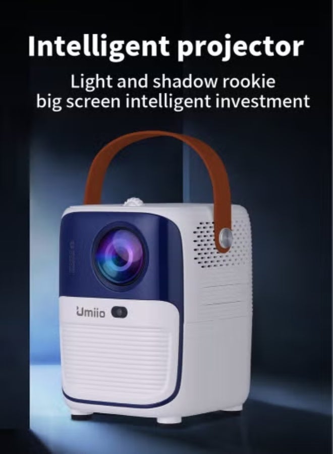 Umiio جهاز عرض ذكي محمول بدقة 1080P بنظام أندرويد مع واي فاي وبلوتوث – جهاز عرض مدمج للمنزل والمكتب مع مدخلات HDMI/USB/AV، مكبر صوت مدمج، دعم للألعاب والتلفاز، حامل ثلاثي القوائم متضمن - Image 2