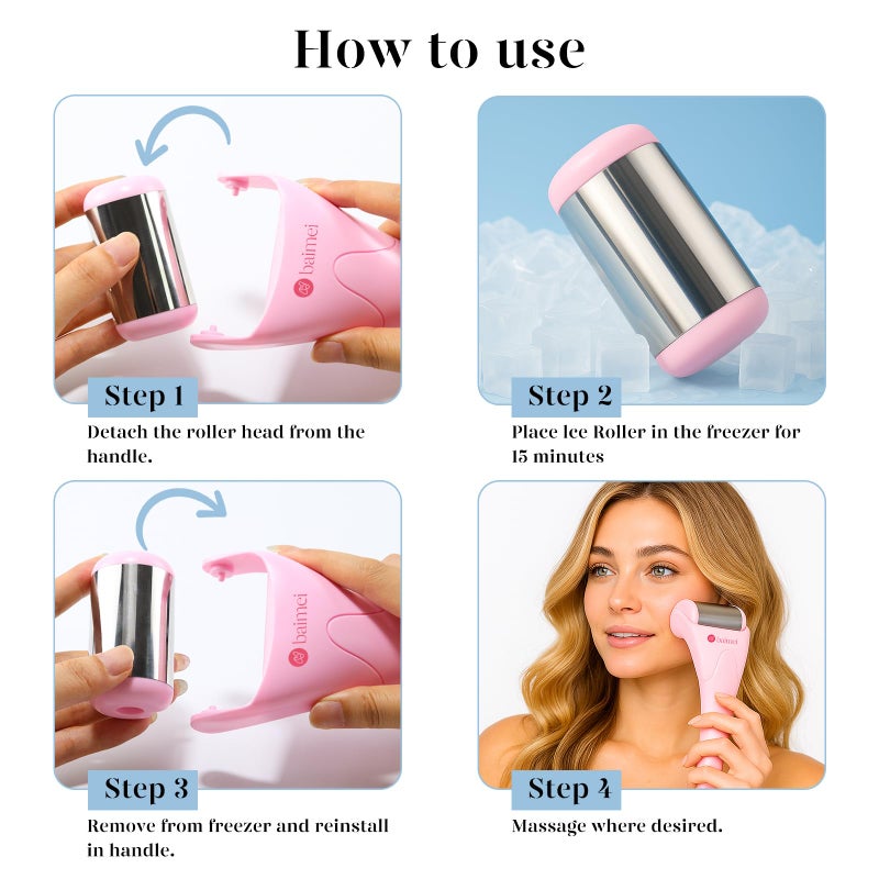 BAIMEI IcyMe Stainless Steel Ice Roller for Face & Gua Sha Facial Tools, Soothes Puffiness, Self - Care Gift for Women - Image 5