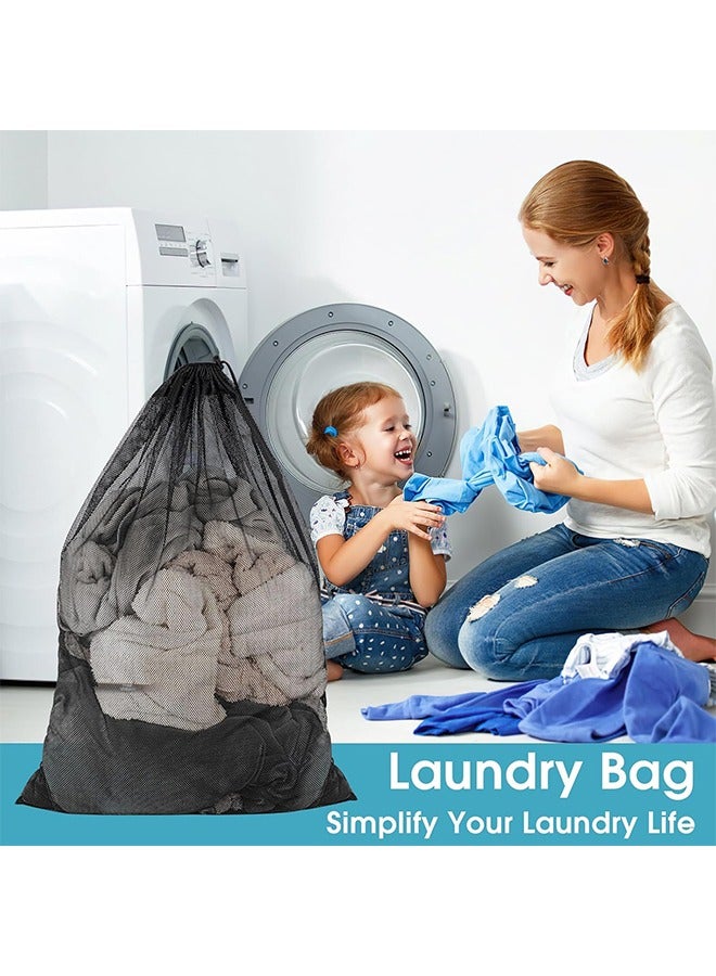 2 Pack Mesh Laundry Bags, 23 x 34 Inches Heavy Duty Mesh Laundry Bag, Large Laundry Drawstring Bag for College, Dorm, Travel, Family and Apartment Dwellers, Black  - Image 5