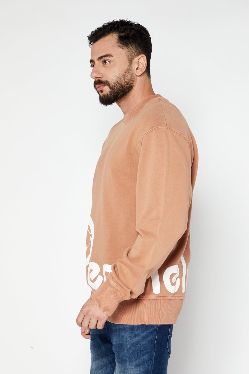 Penfield سويت شيرت رجالي بأكمام طويلة وياقة دائرية، مطبوع برسومات، خوخي - Image 4