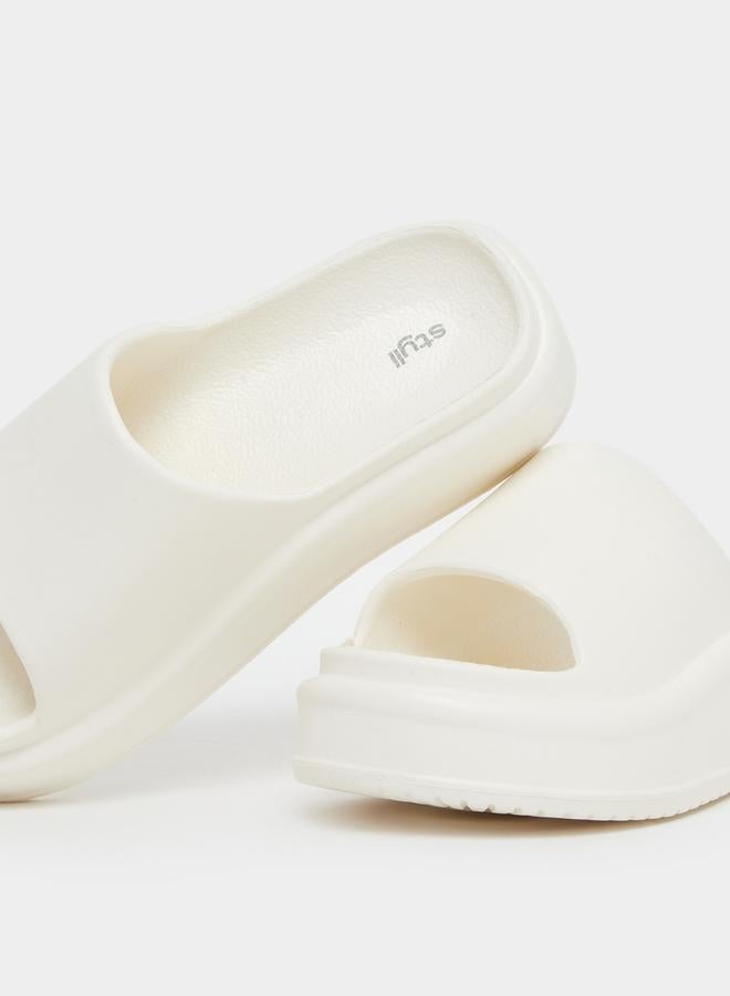 Styli Plain Open Toe Slip-On Flatform Slides - Image 3
