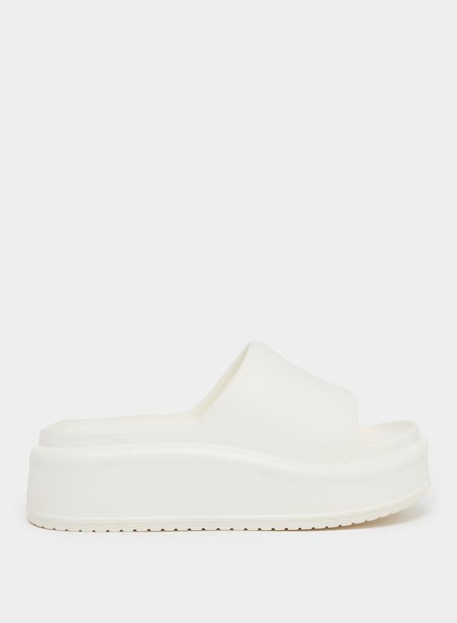 Styli Plain Open Toe Slip-On Flatform Slides - Image 1