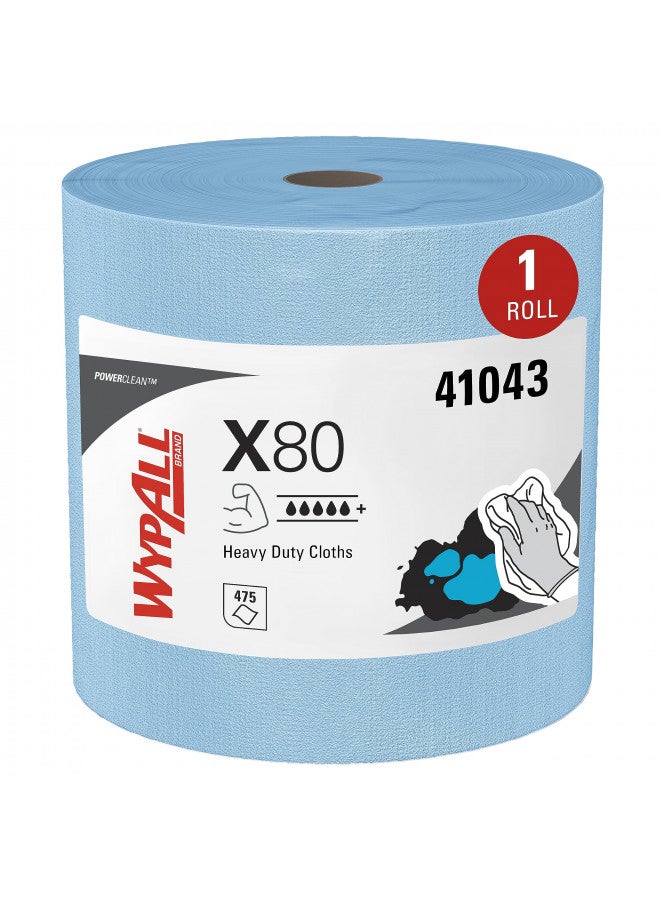 WypAll WypAll Power Clean X80 Heavy Duty Cloths (41043), Extended Use Cloths Jumbo Roll, Blue, 475 Sheets / Roll; 1 Roll / Case,8347 - Image 2
