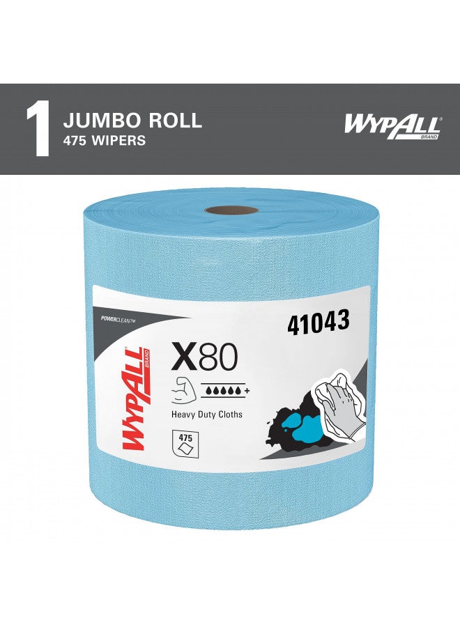 WypAll WypAll Power Clean X80 Heavy Duty Cloths (41043), Extended Use Cloths Jumbo Roll, Blue, 475 Sheets / Roll; 1 Roll / Case,8347 - Image 3
