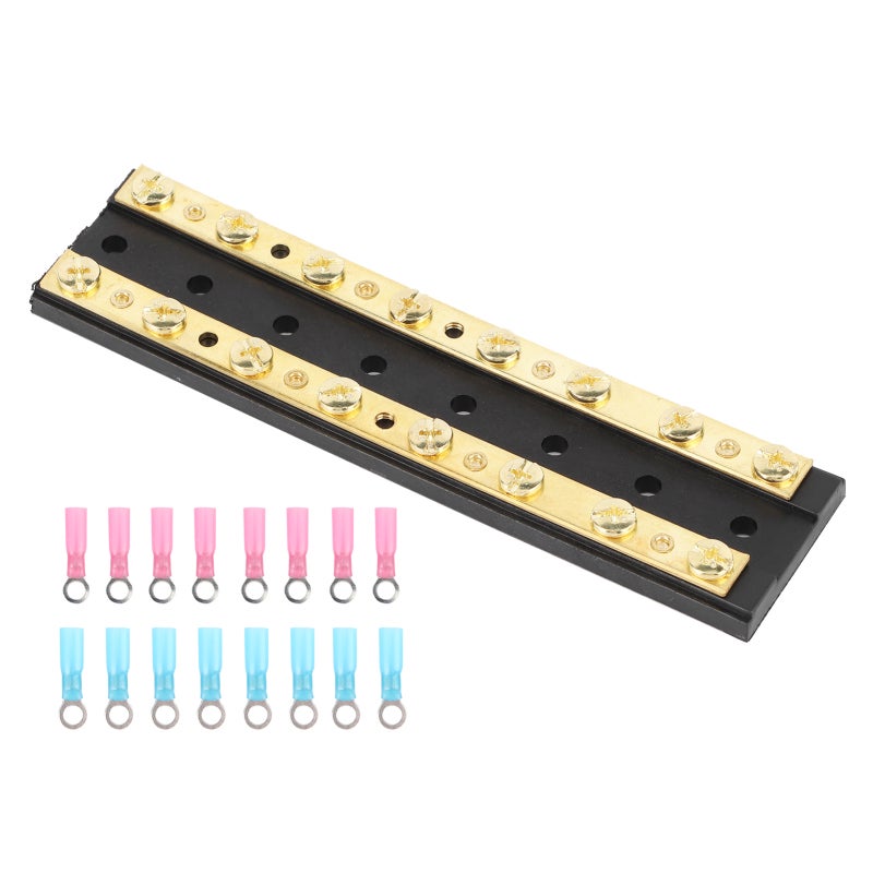 Dual Row Busbar 8-Position Terminal Glass Fiber Reinforced Nylon Base - Unconnected Independent Brass Power Distribution Block for Marine Truck Automotive Electrical Systems - Image 5