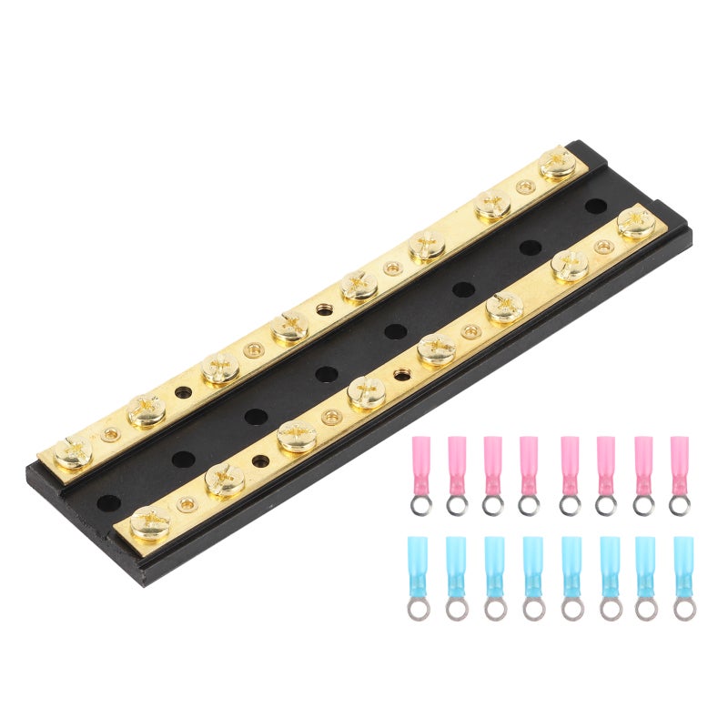 Dual Row Busbar 8-Position Terminal Glass Fiber Reinforced Nylon Base - Unconnected Independent Brass Power Distribution Block for Marine Truck Automotive Electrical Systems - Image 4