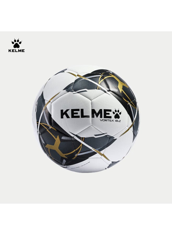 Kelme Soccer Ball Size 5 For Compeion, Training, Middle School Physical Education Exams, Students, Size 4 Machine-sched Wear-resistant Special Ball, Black And Gold - Image 1