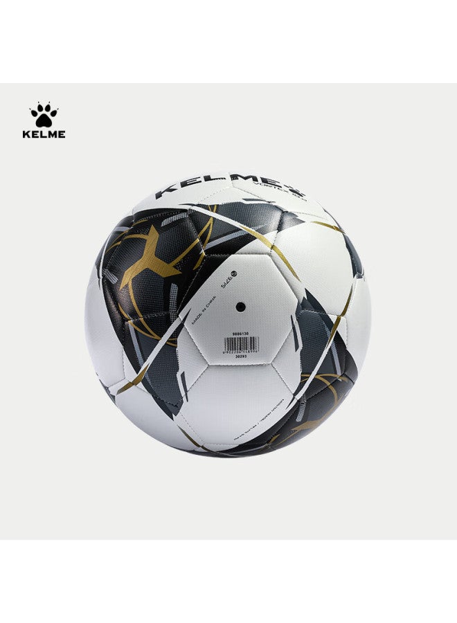 Kelme Soccer Ball Size 5 For Compeion, Training, Middle School Physical Education Exams, Students, Size 4 Machine-sched Wear-resistant Special Ball, Black And Gold - Image 3