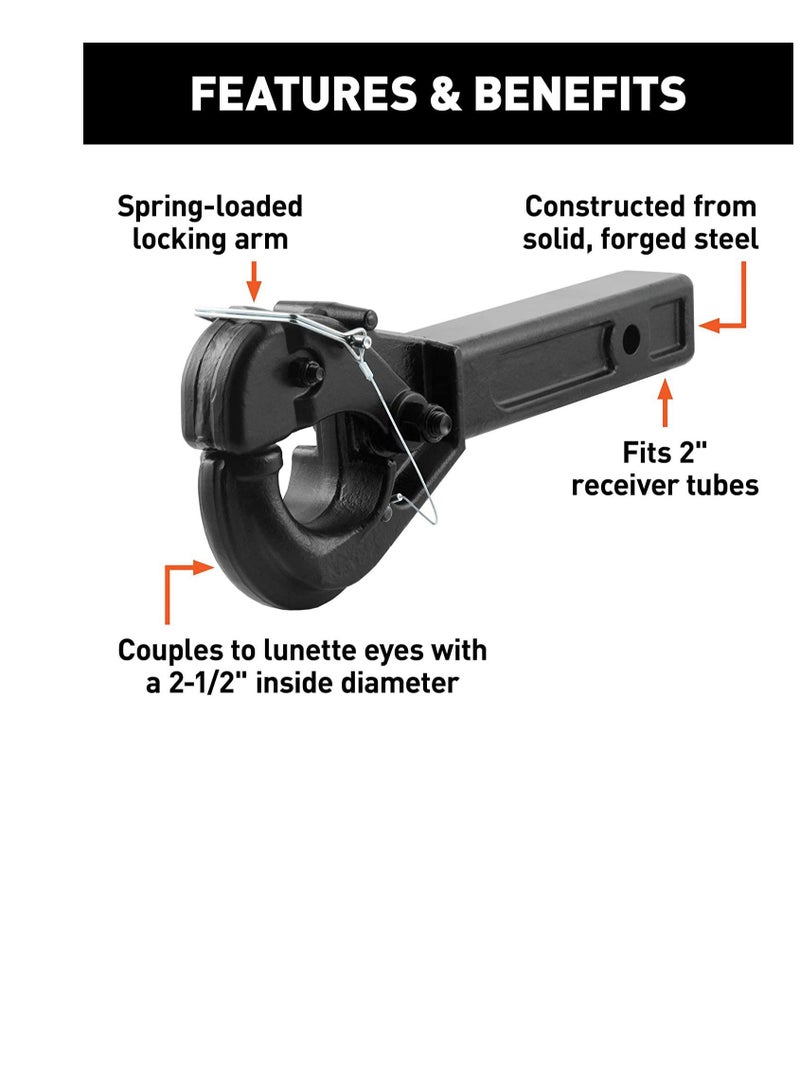 California formula-T Car Pintle Hook Hitch for 2 Inch Receiver 20000 LBS Fits 2.5 Inch Lunette Ring  - Image 4